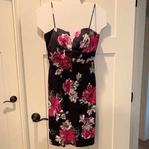 Donna Ricco Black w/Floral Print Cocktail Dress